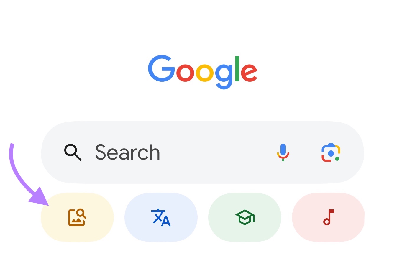 Google search bar with the "Search with an image icon" highlighted.