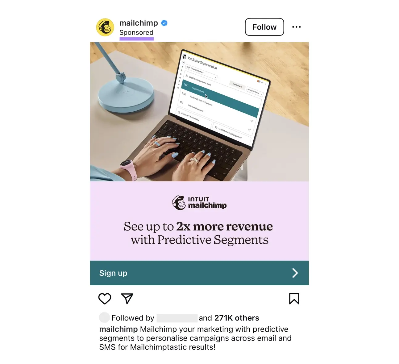 Mailchimp ad on Instagram.